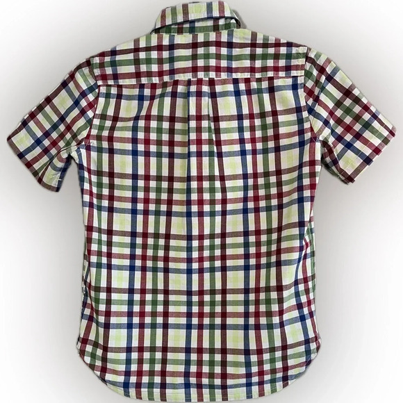 GAP Kids Poplin SS Button-Up Shirt, Multicolor Gingham Red/Yellow/Blue - Picture 2 of 7